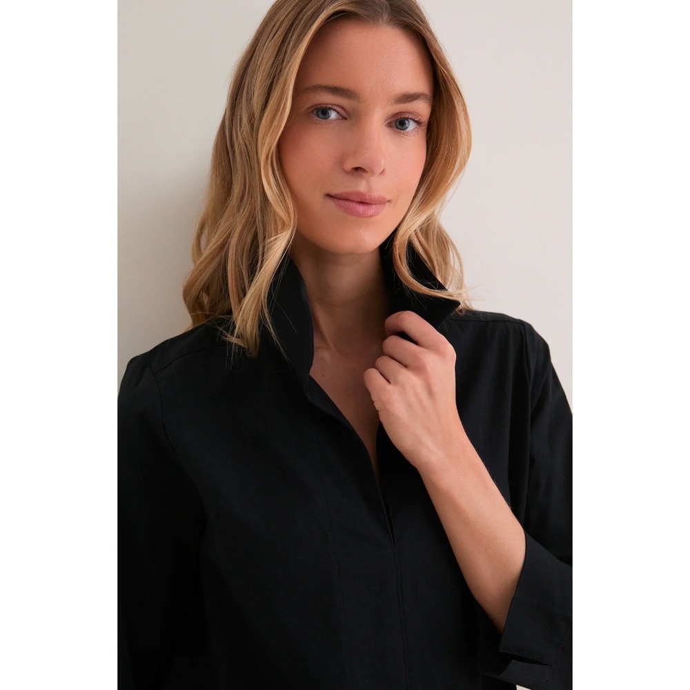 Tuckernuck Black Margot Stand Collar Blouse XL Basic closet staple luxury